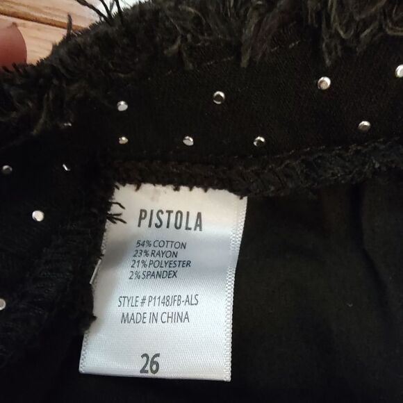 NEW Pistola beaded frayed denim mini skirt black 26 2 NWT - Picture 11 of 12